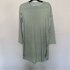 Goosebumps women’s green gingham night gown size S long short long crewneck